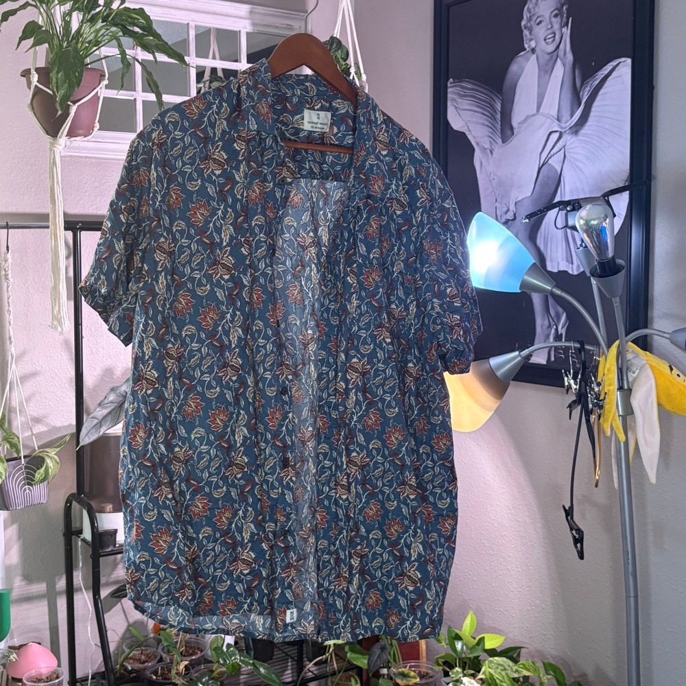 Floral Print Short Sleeve Button Down Shirt Men's Casual Resort